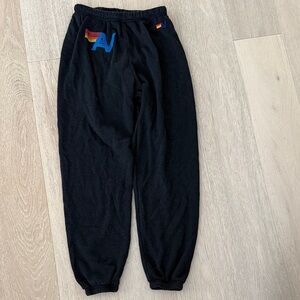 Aviator Nation Charcoal Sweatpants with Yellow Accent